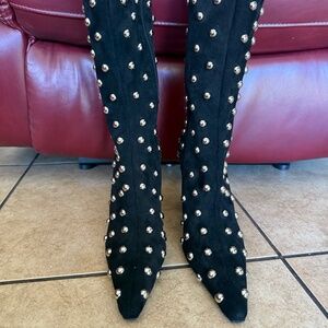 Jeffrey Campbell Fancy-U Boot Black Suede Silver Domed Studs 7.5 Orig. $280.